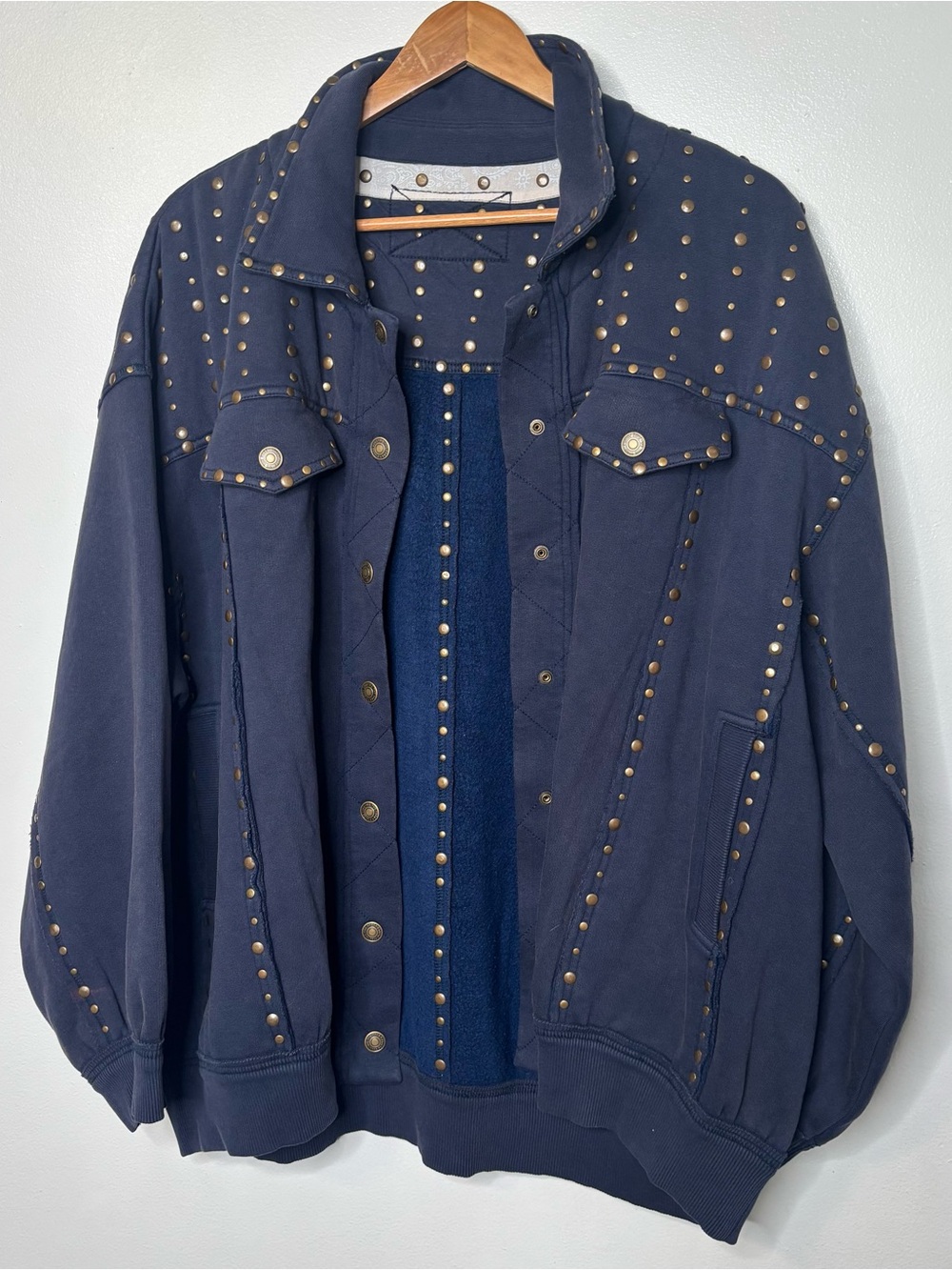 Free People x We The Free Keepin' On Trucker Jacket Navy